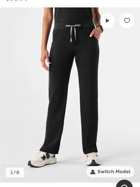 Figs Black Straight-Leg Drawstring Scrub Pants